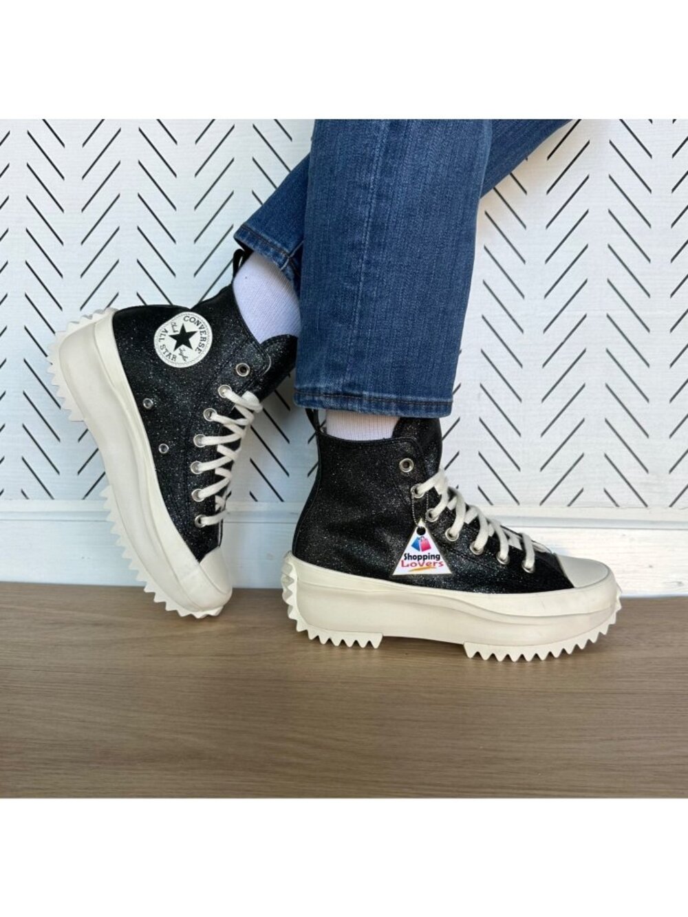 ⭐Rare Converse Run Star Hike Hi Platform Glitter 7 Womens Shoes Sneaker  A07947C